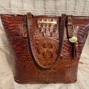 Brahmin Brown Croc Leather Tote Bag